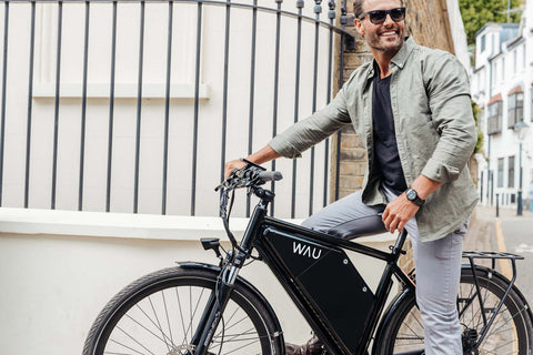 stylish man on e-bike